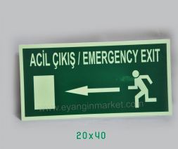 20x40 Sol ACİL ÇIKIŞ EMERGENCY EXIT FOTOLÜMEN LEVHA FOSFORLU (FOTOLÜMEN) LEVHA