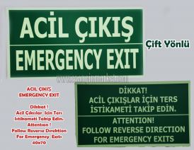 Çift Yönlü ACİL ÇIKIŞ EMERGENCY EXIT FOTOLÜMEN LEVHA