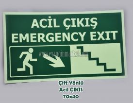 Çift Yönlü ACİL ÇIKIŞ EMERGENCY EXIT Merdiven FOTOLÜMEN LEVHA